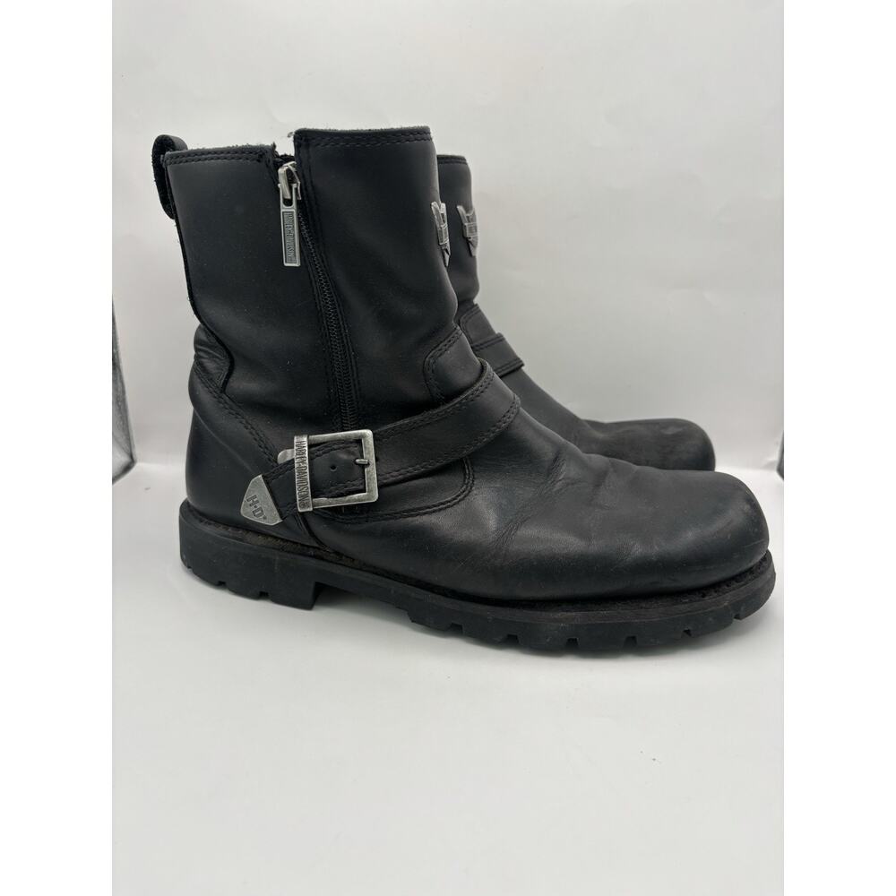 Harley Davidson Flagstone Black Leather Motorcycle Boots Men Size 10.5